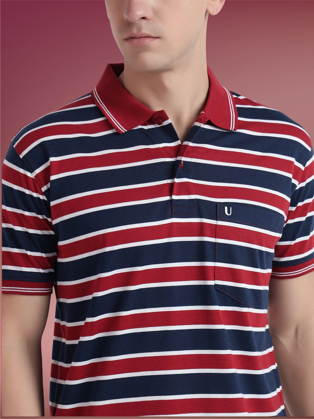 Men Striped Polo