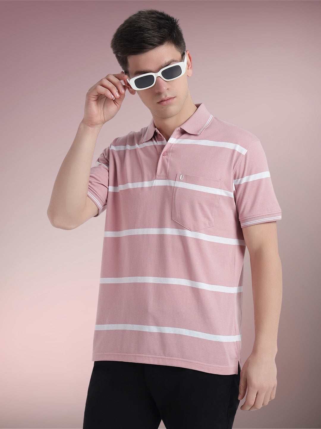 Men Striped Polo