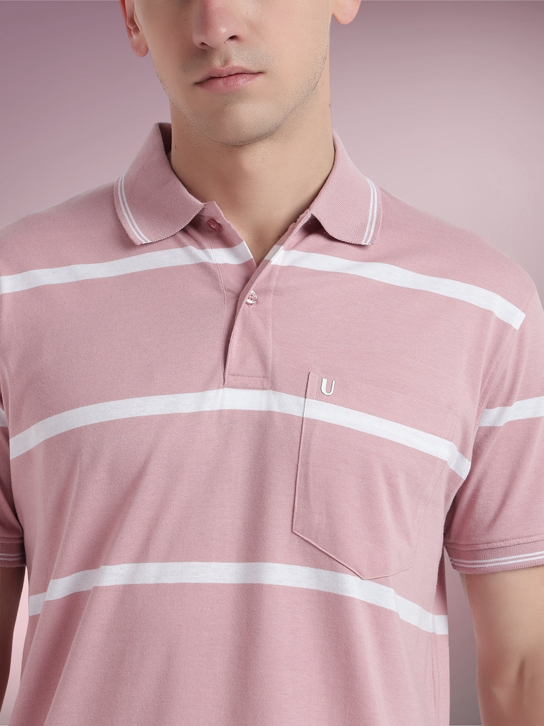 Men Striped Polo
