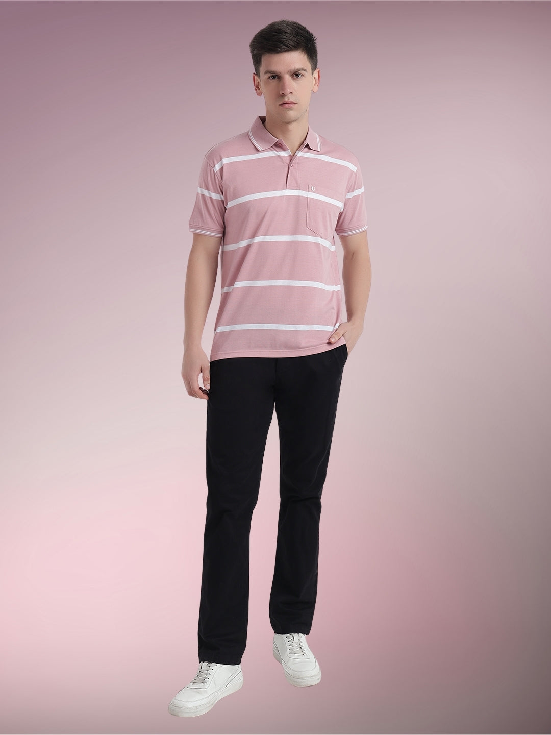 Men Striped Polo