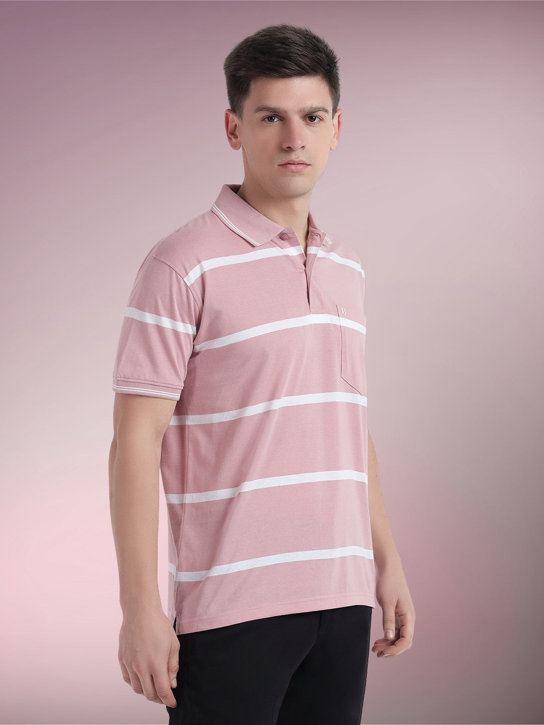 Men Striped Polo