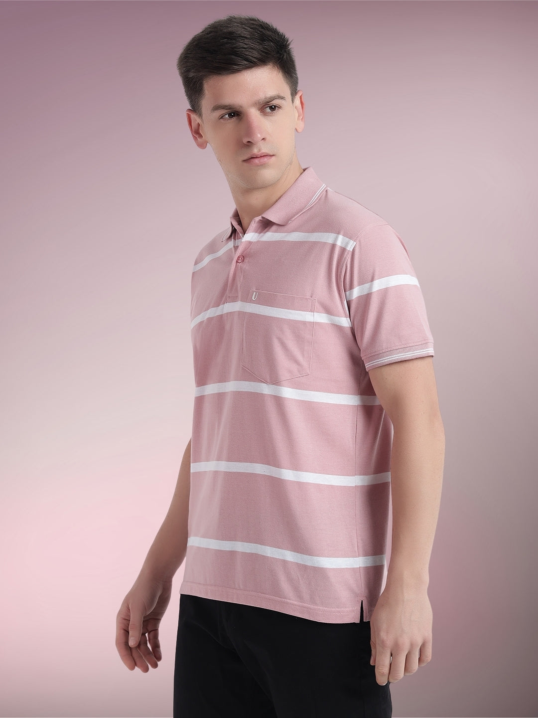 Men Striped Polo