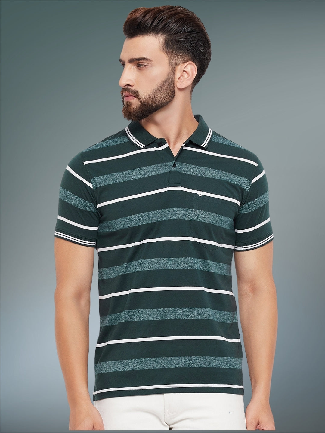Men Striped Polo