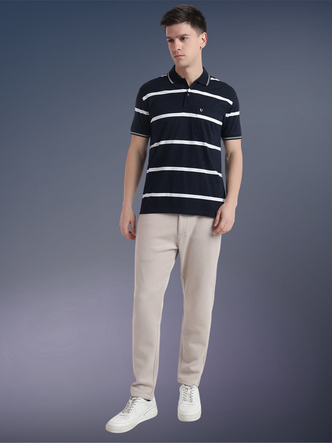 Men Striped Polo
