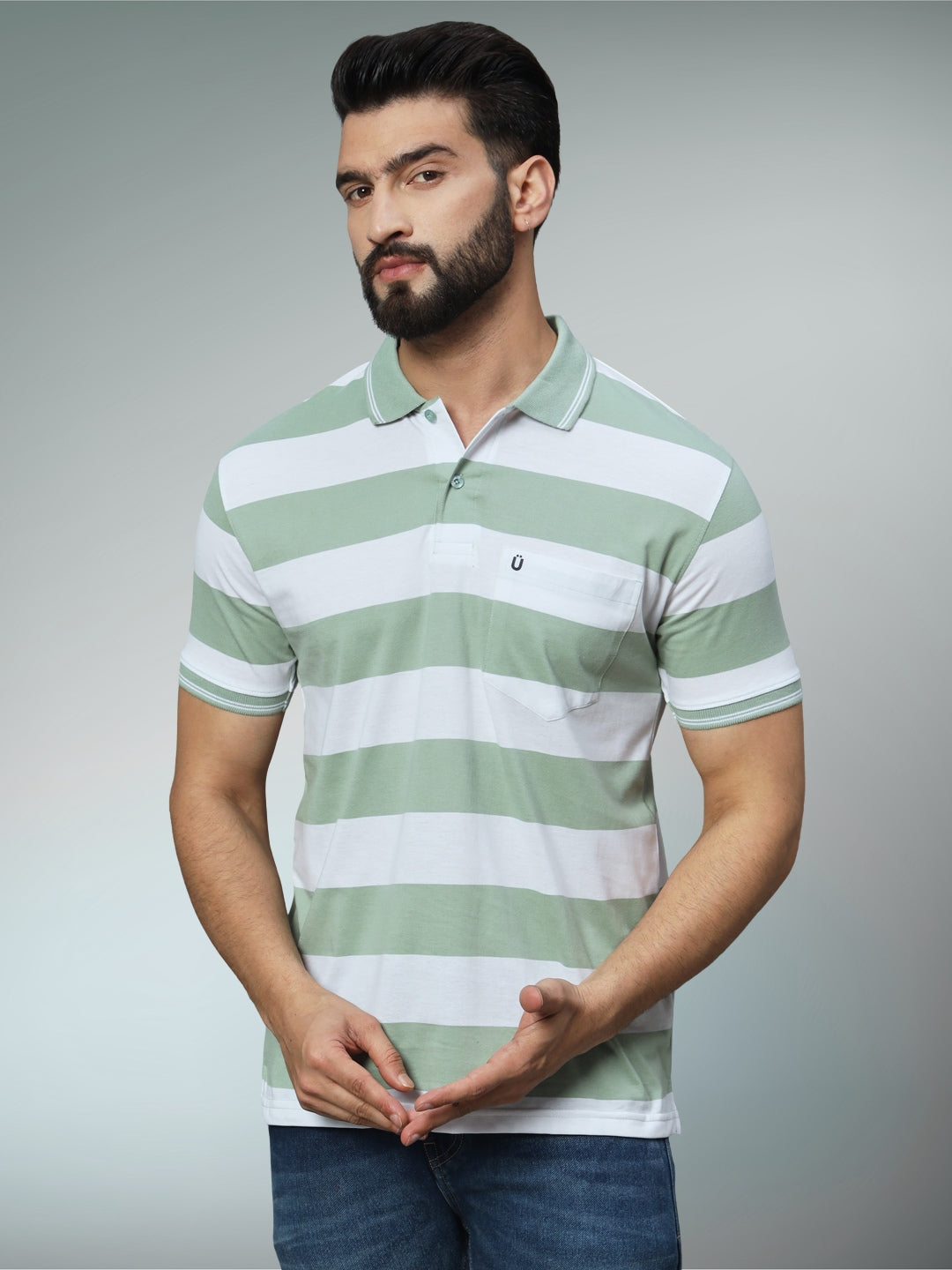 Men Striped Polo