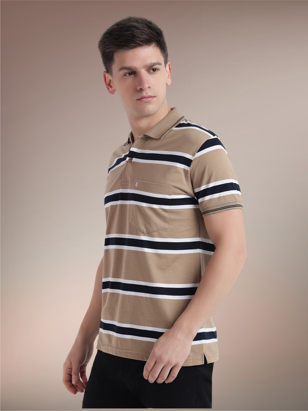 Men Striped Polo