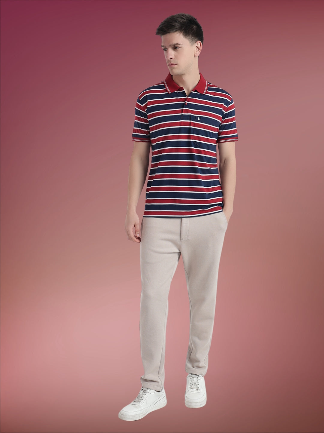 Men Striped Polo