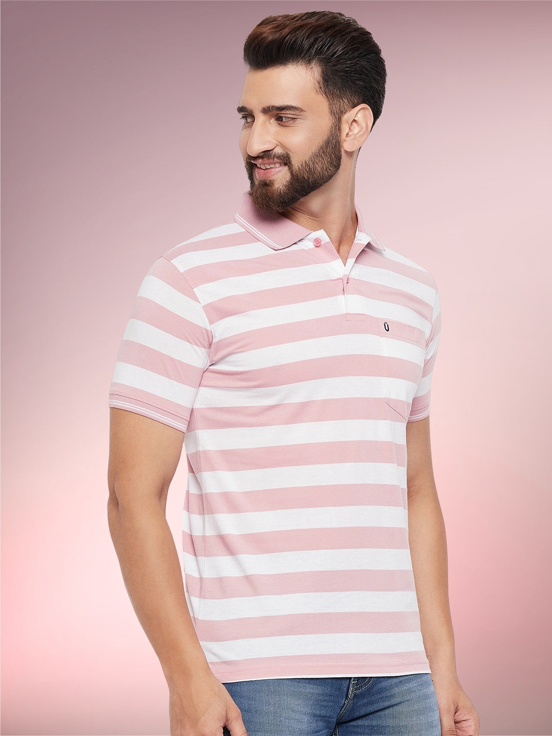 Men Striped Polo
