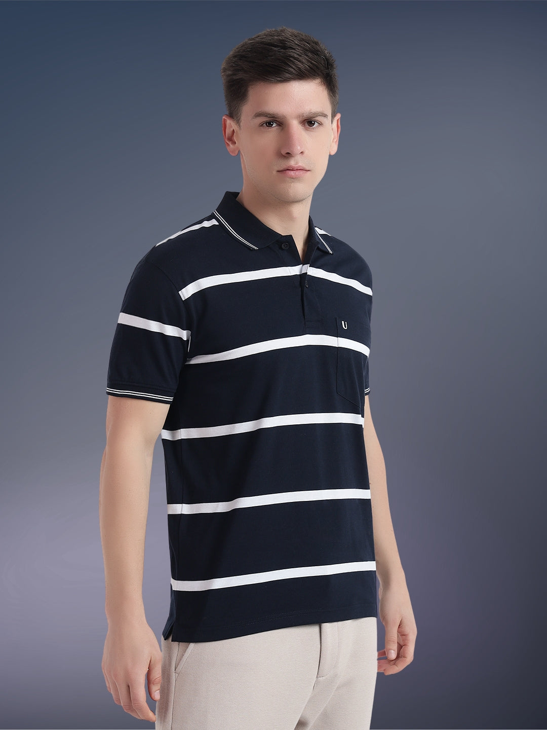 Men Striped Polo