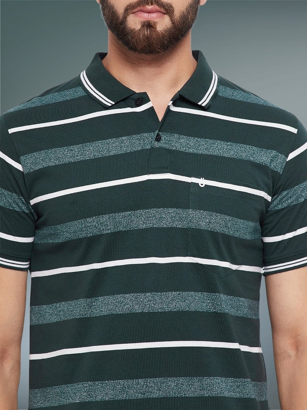 Men Striped Polo