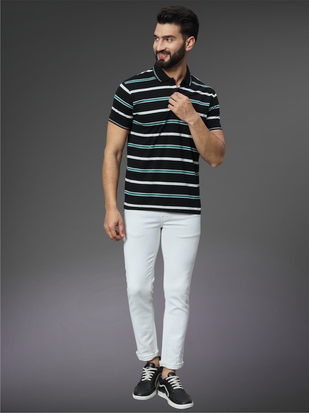Men Striped Polo