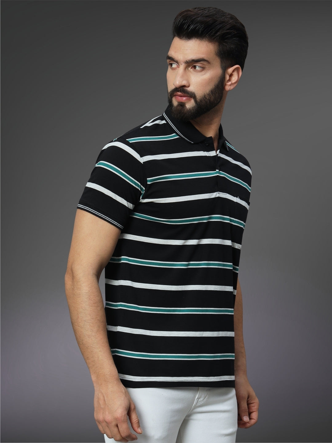 Men Striped Polo