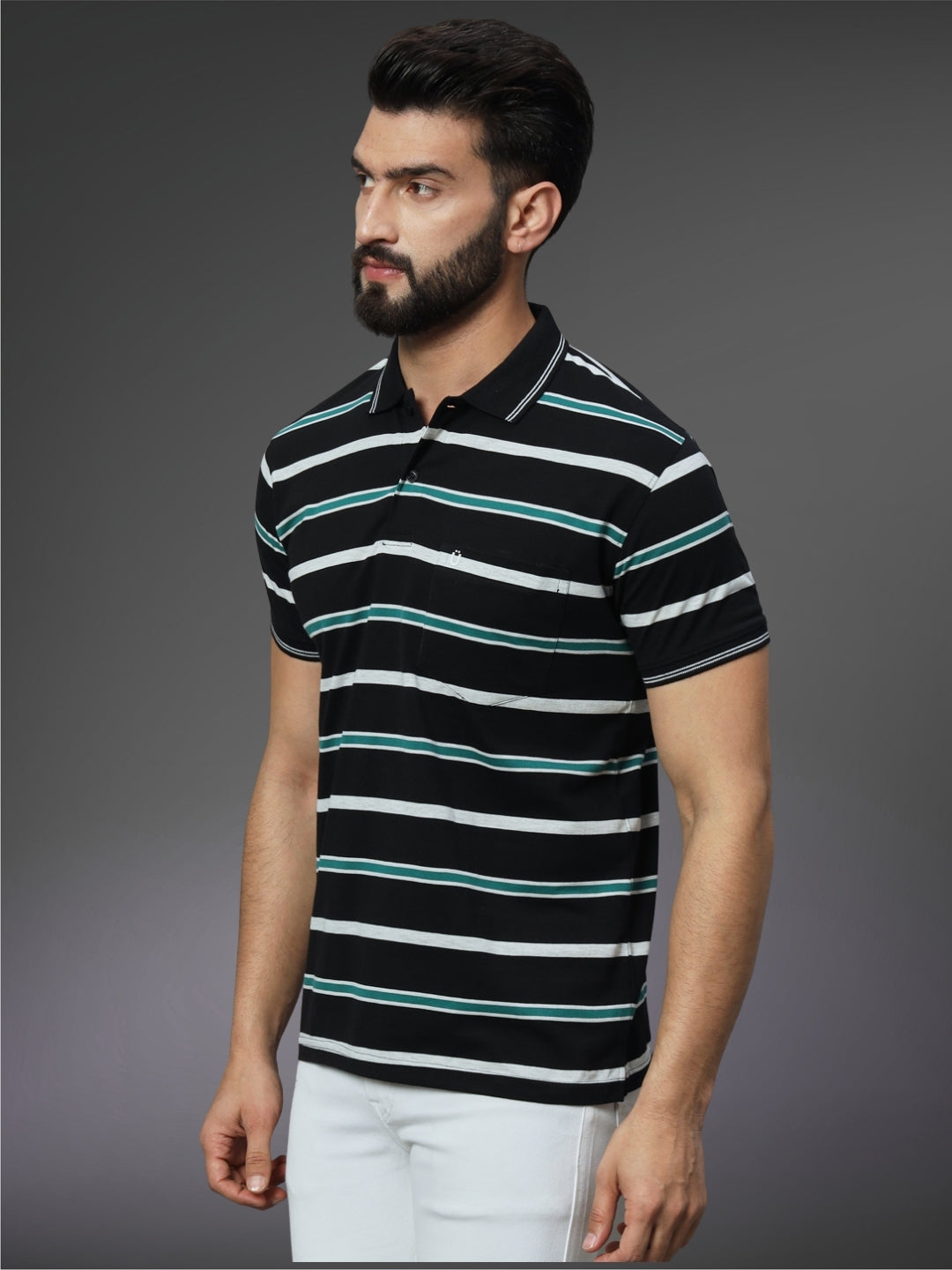 Men Striped Polo