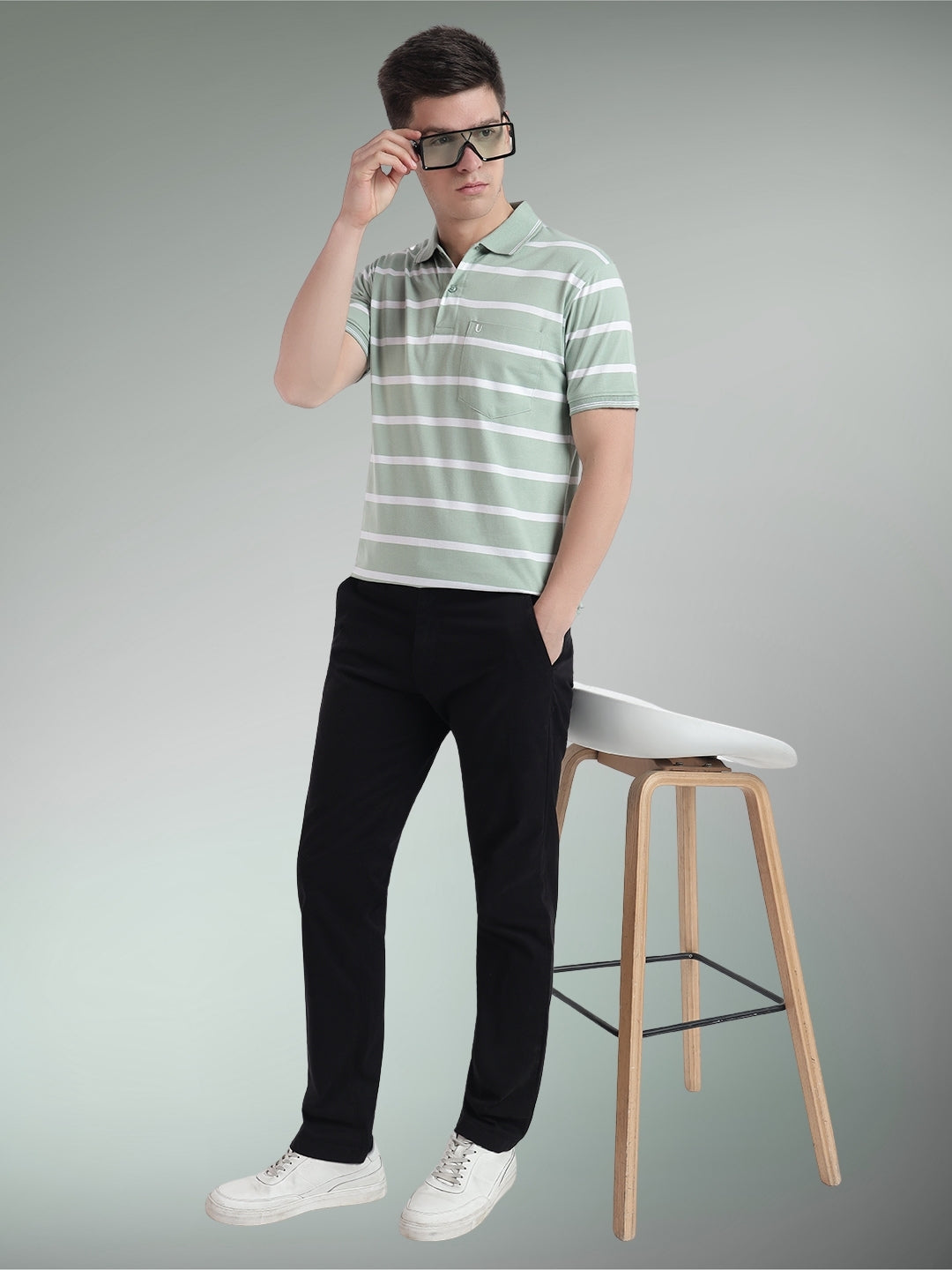 Men Striped Polo
