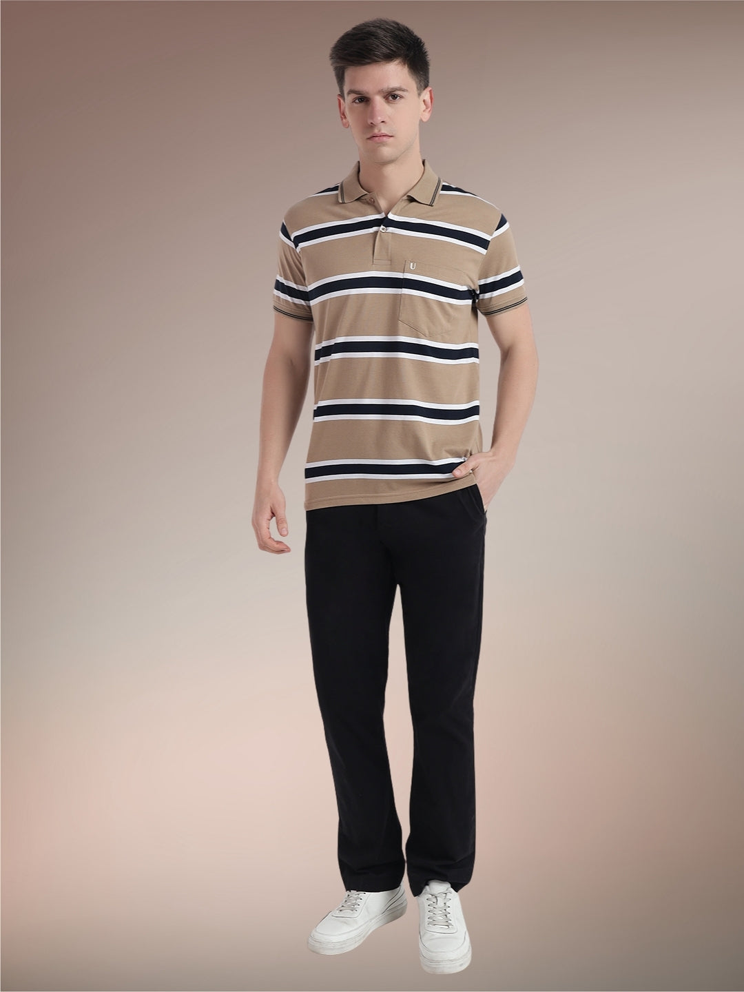 Men Striped Polo