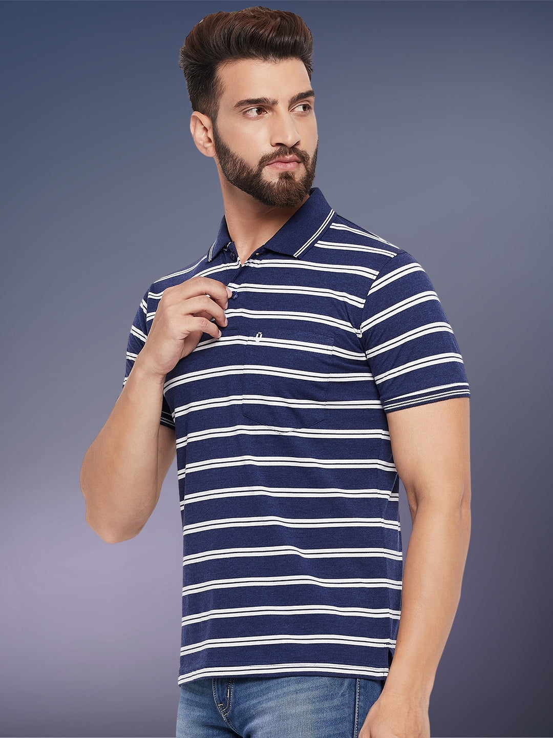 Men Striped Polo