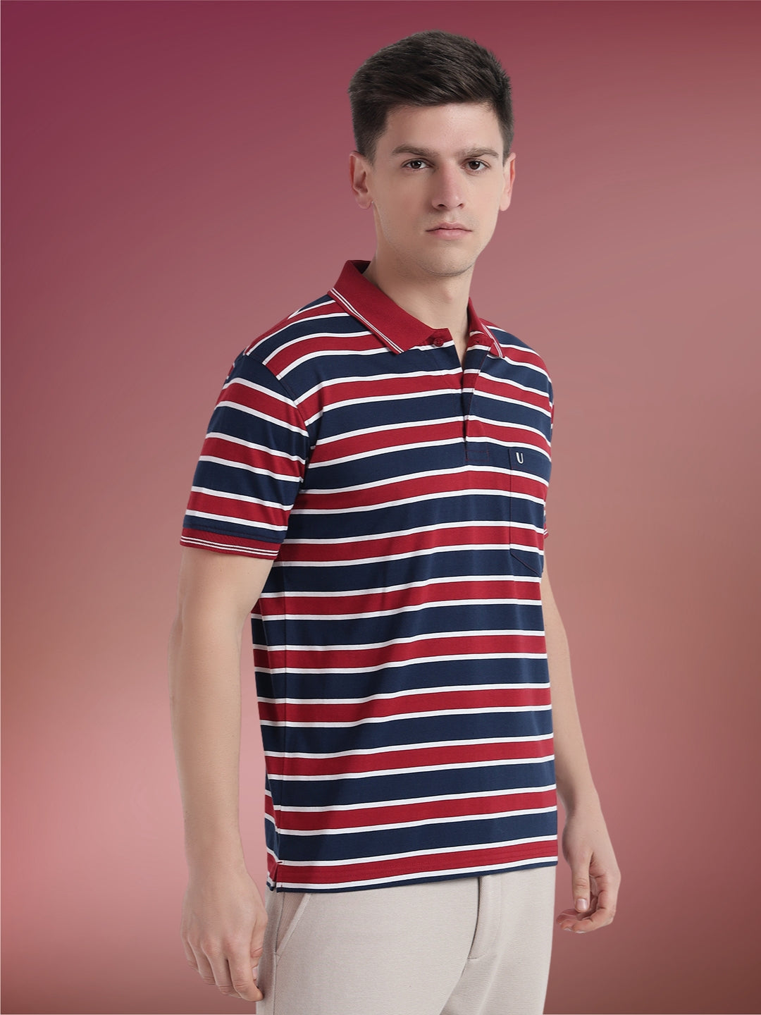 Men Striped Polo