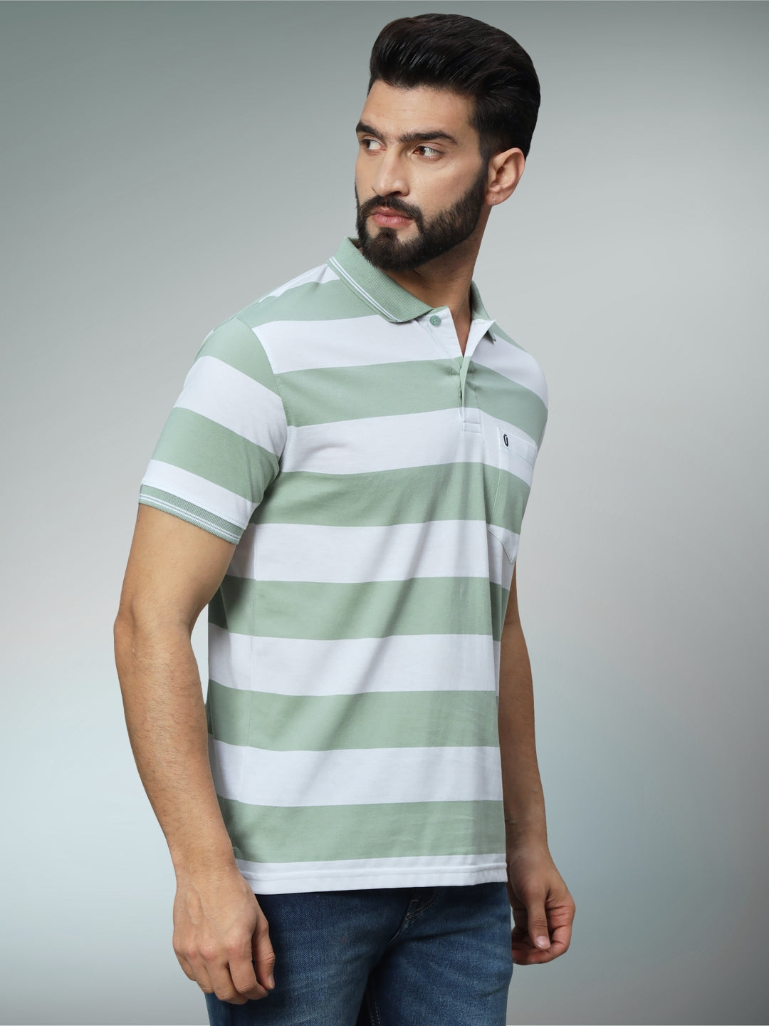 Men Striped Polo