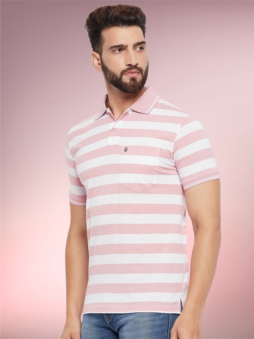 Men Striped Polo
