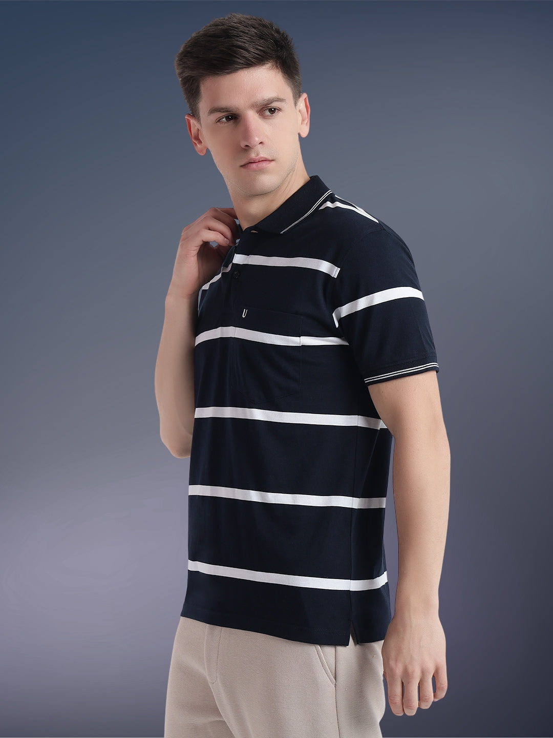 Men Striped Polo
