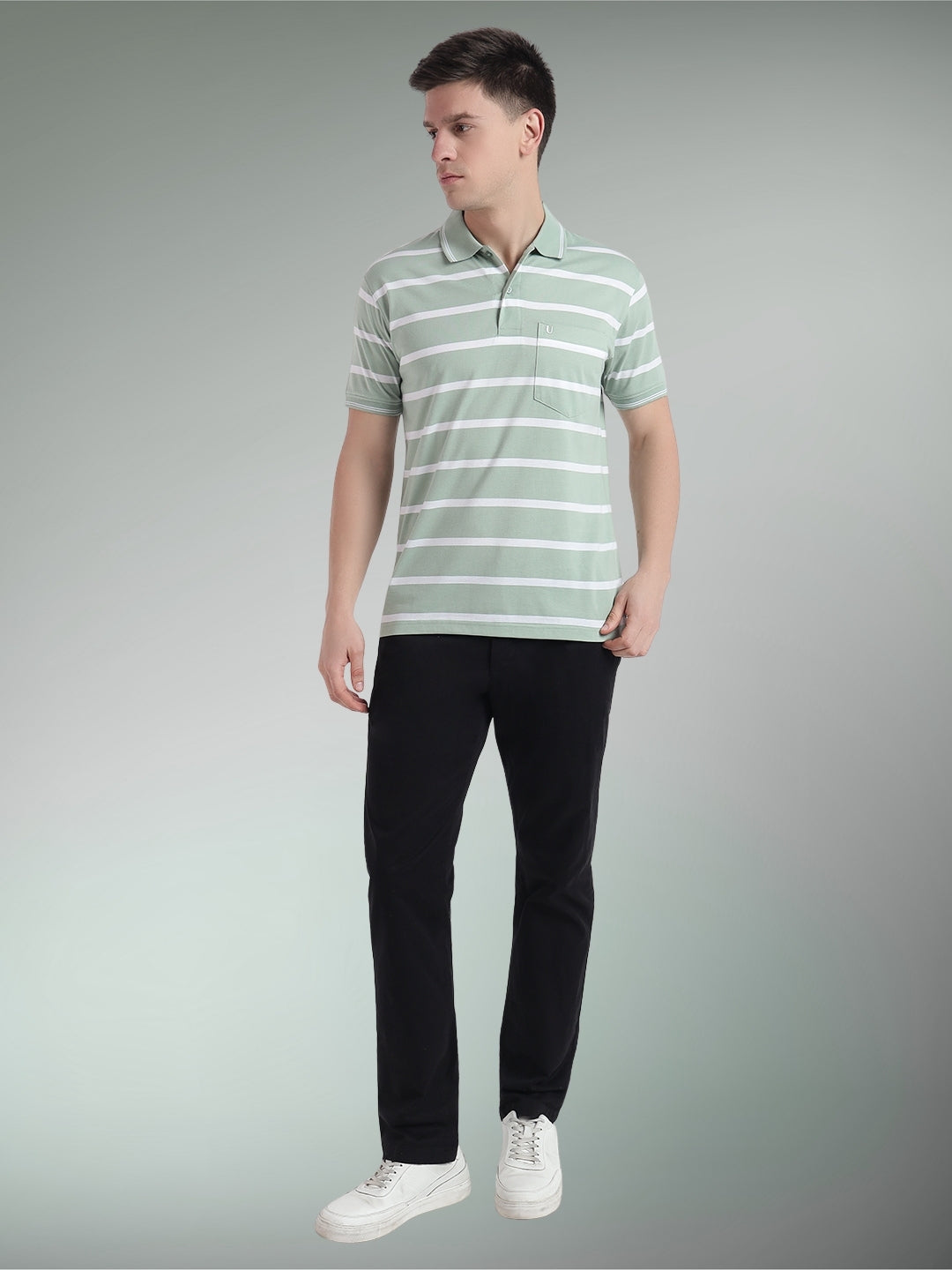 Men Striped Polo