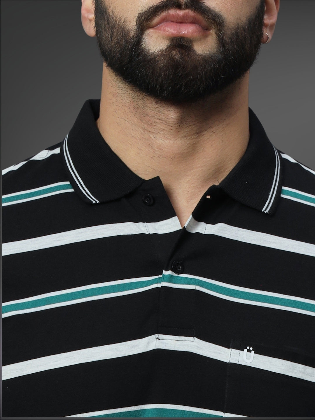 Men Striped Polo