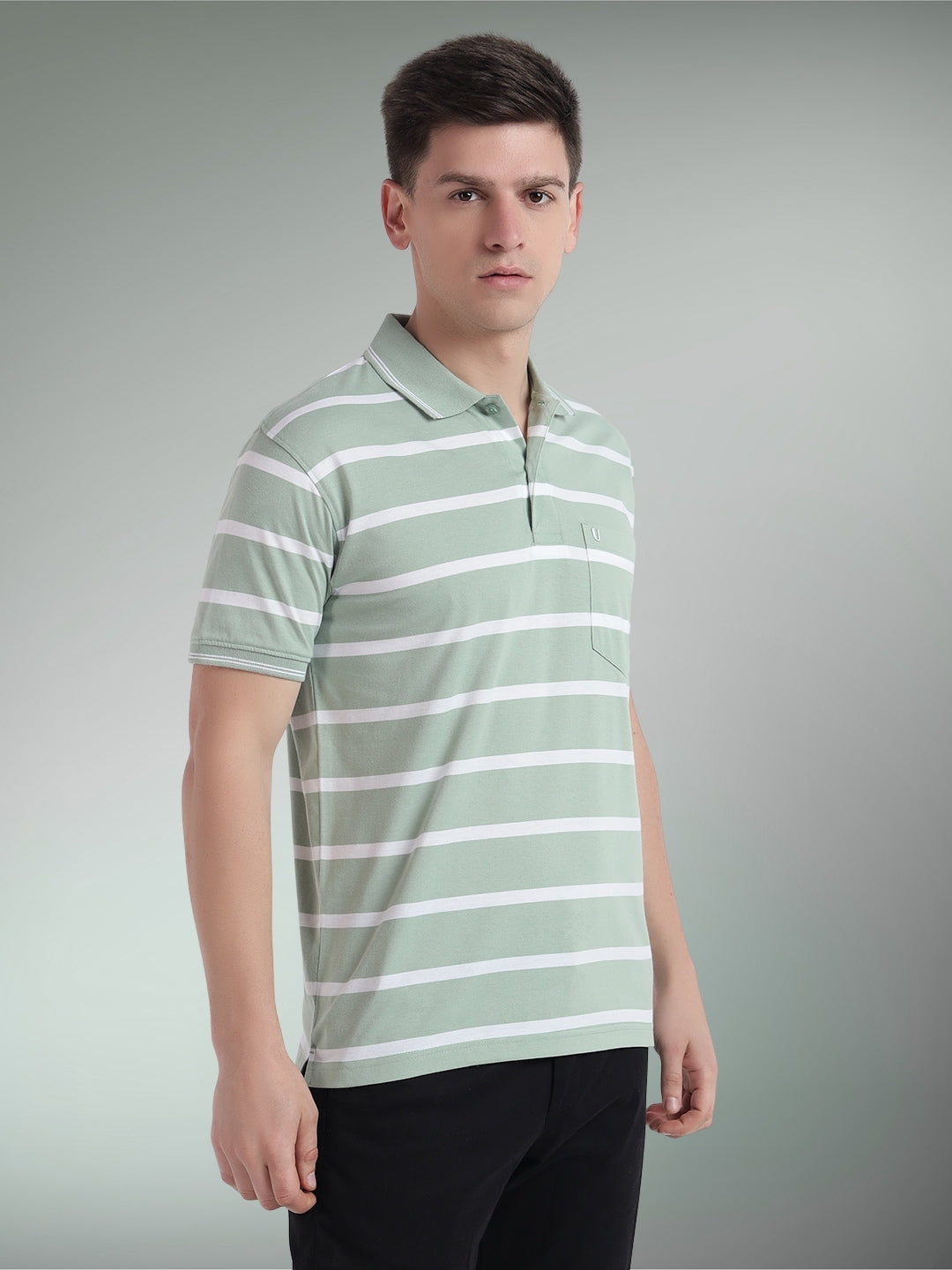 Men Striped Polo