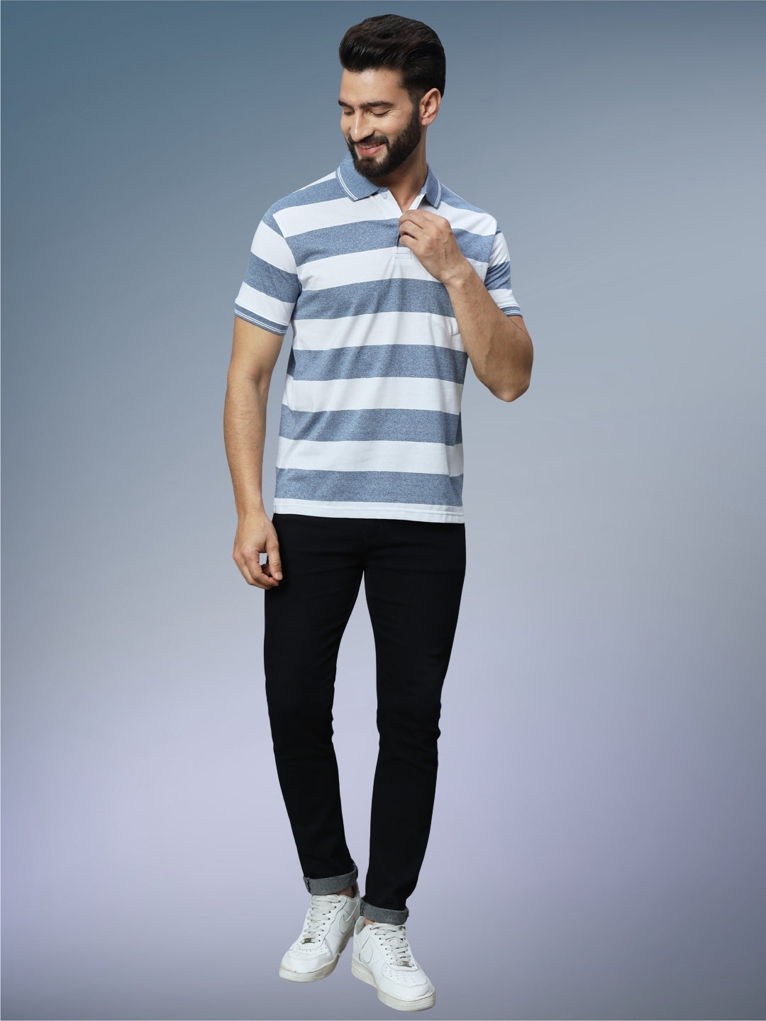 Men Striped Polo