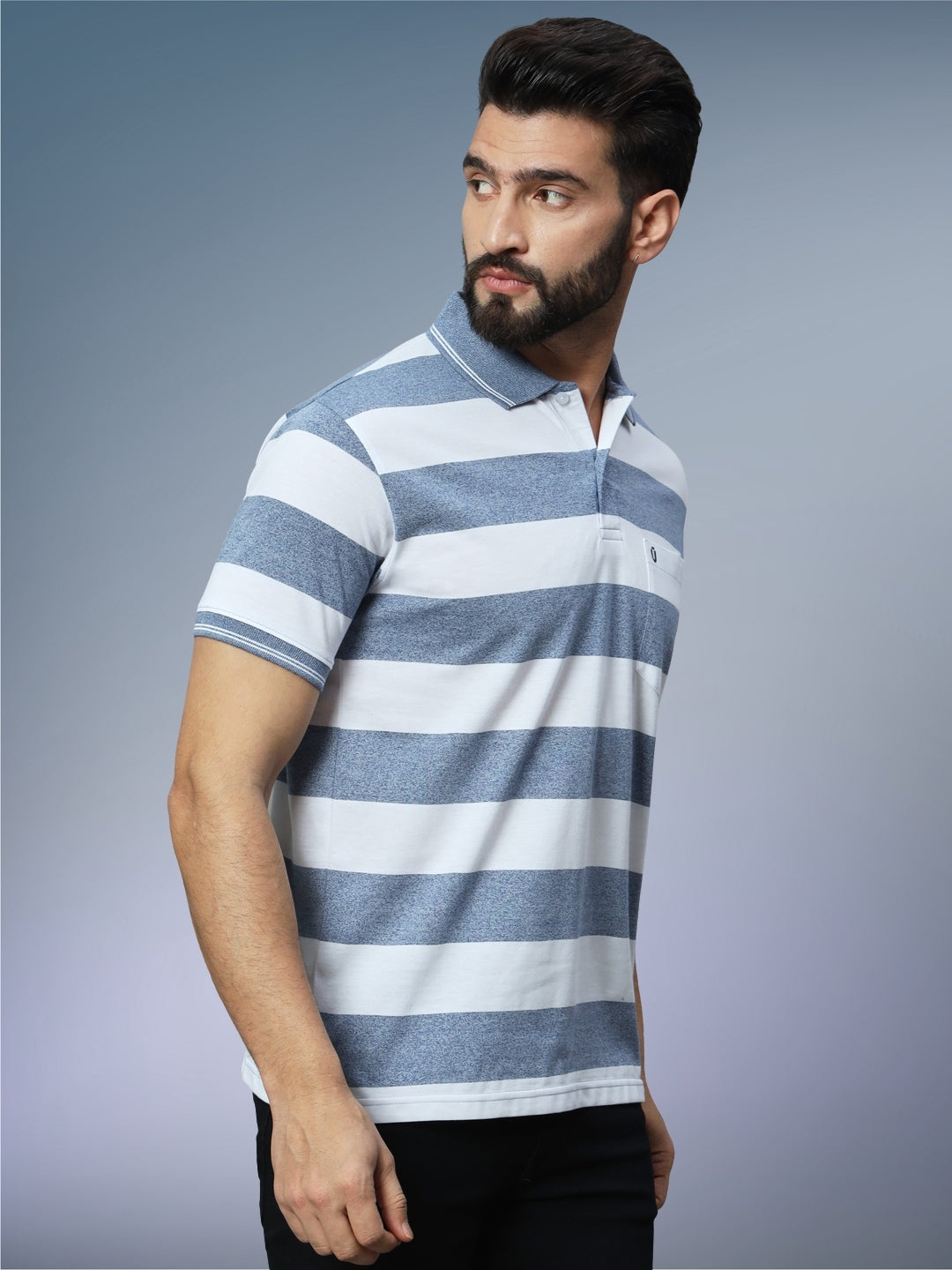 Men Striped Polo