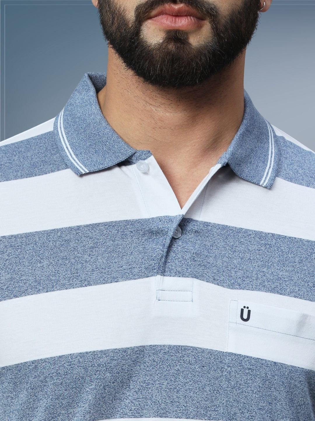 Men Striped Polo