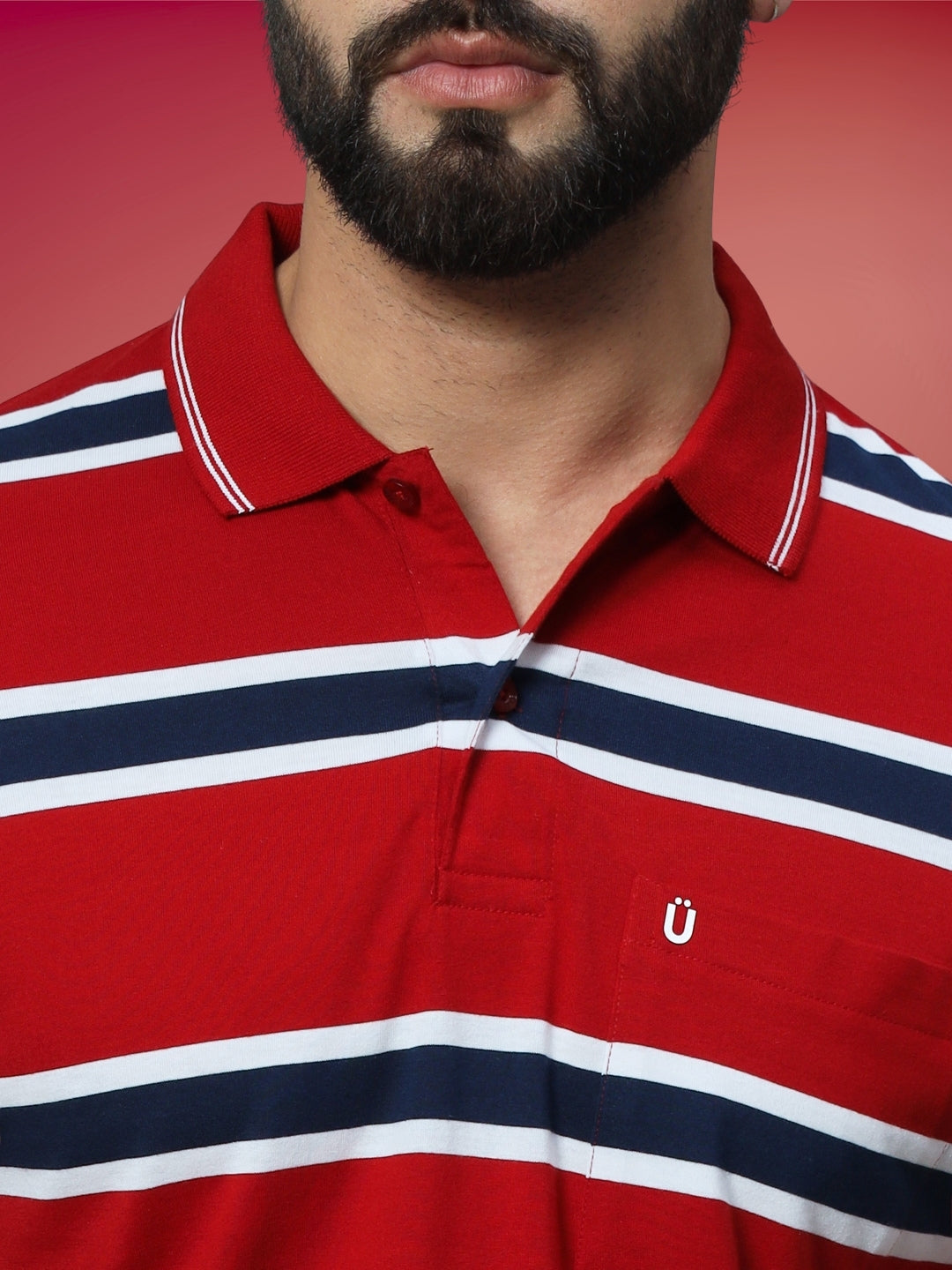Men Striped Polo