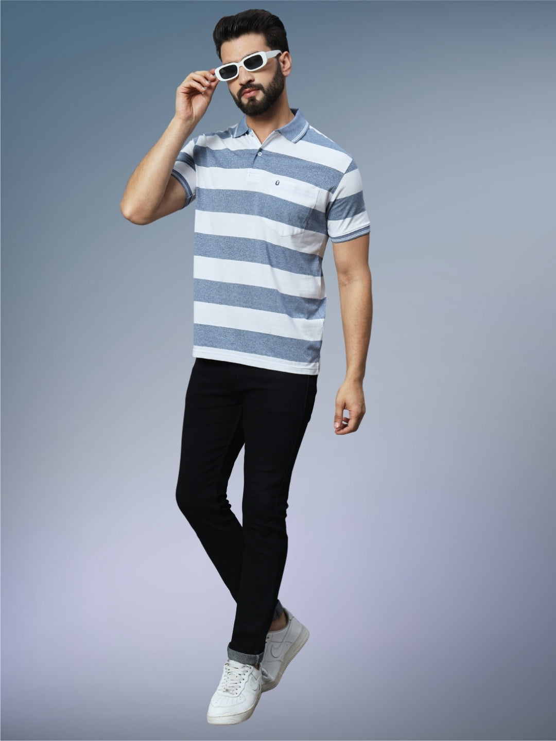 Men Striped Polo