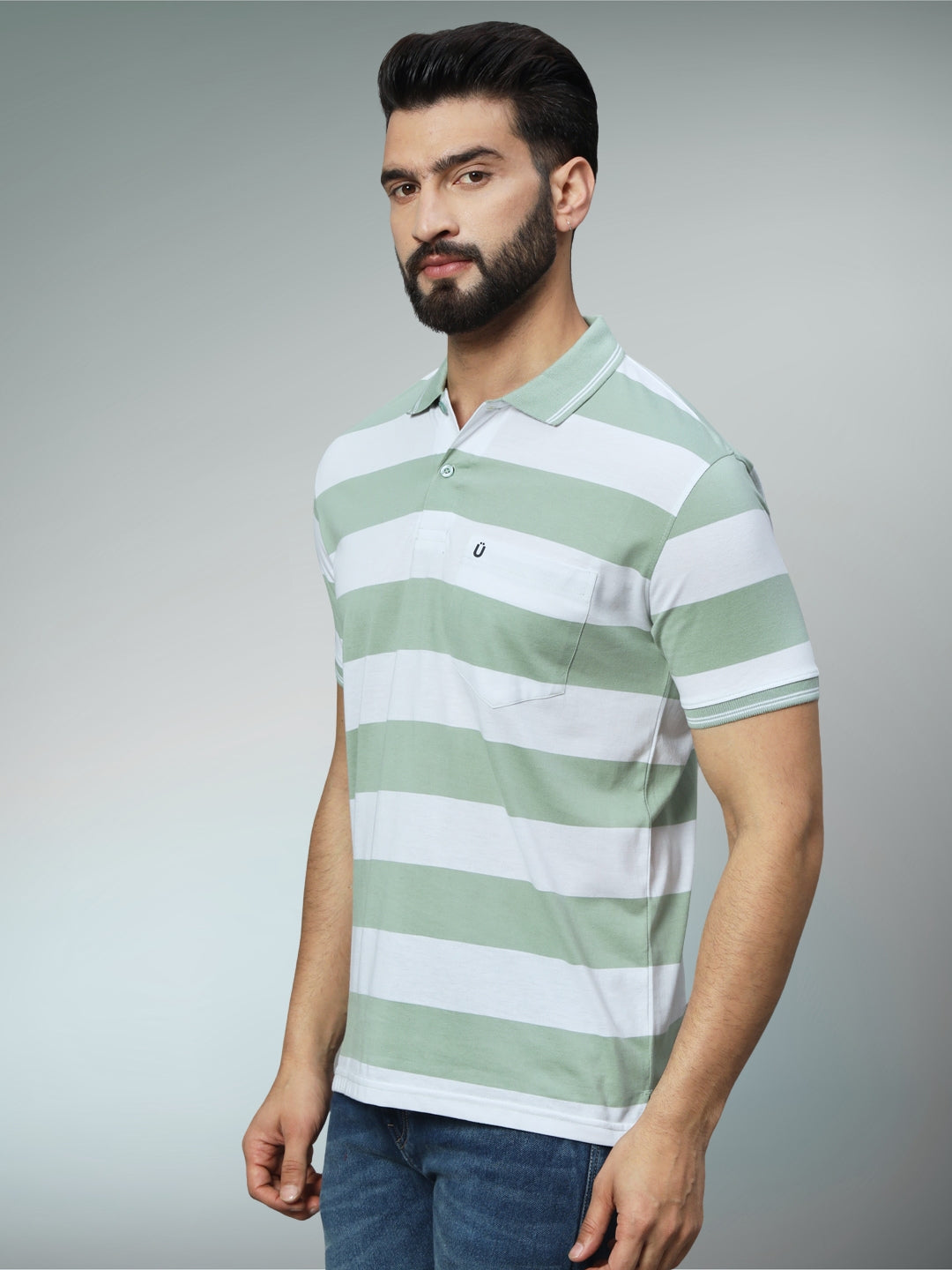 Men Striped Polo
