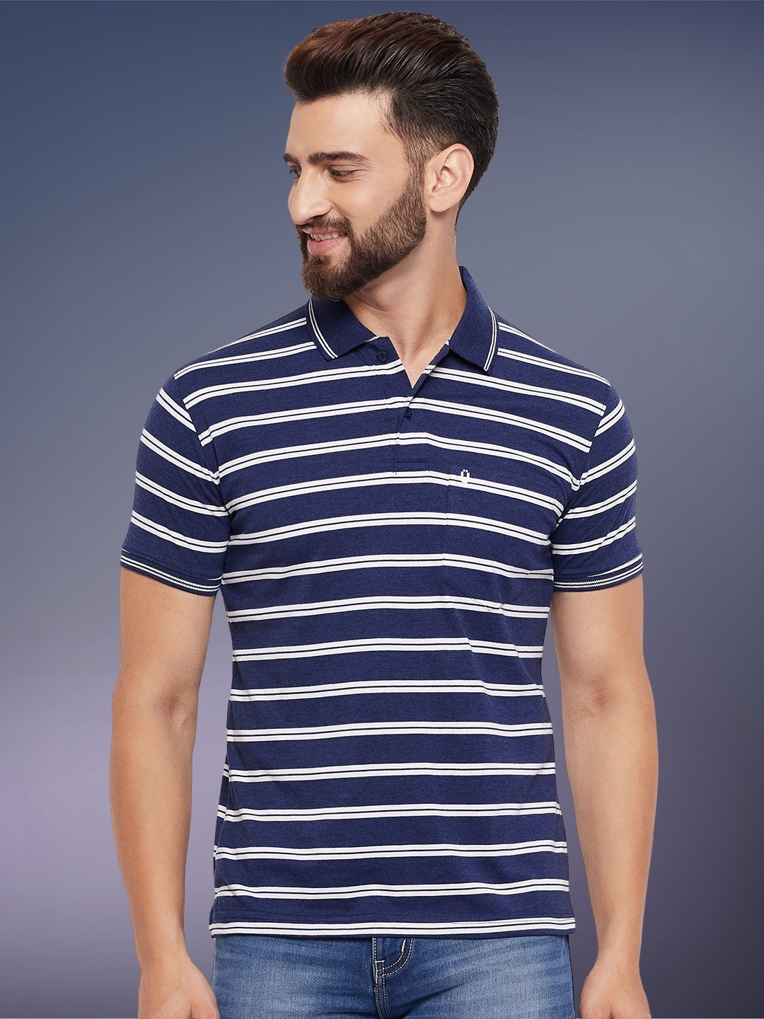 Men Striped Polo