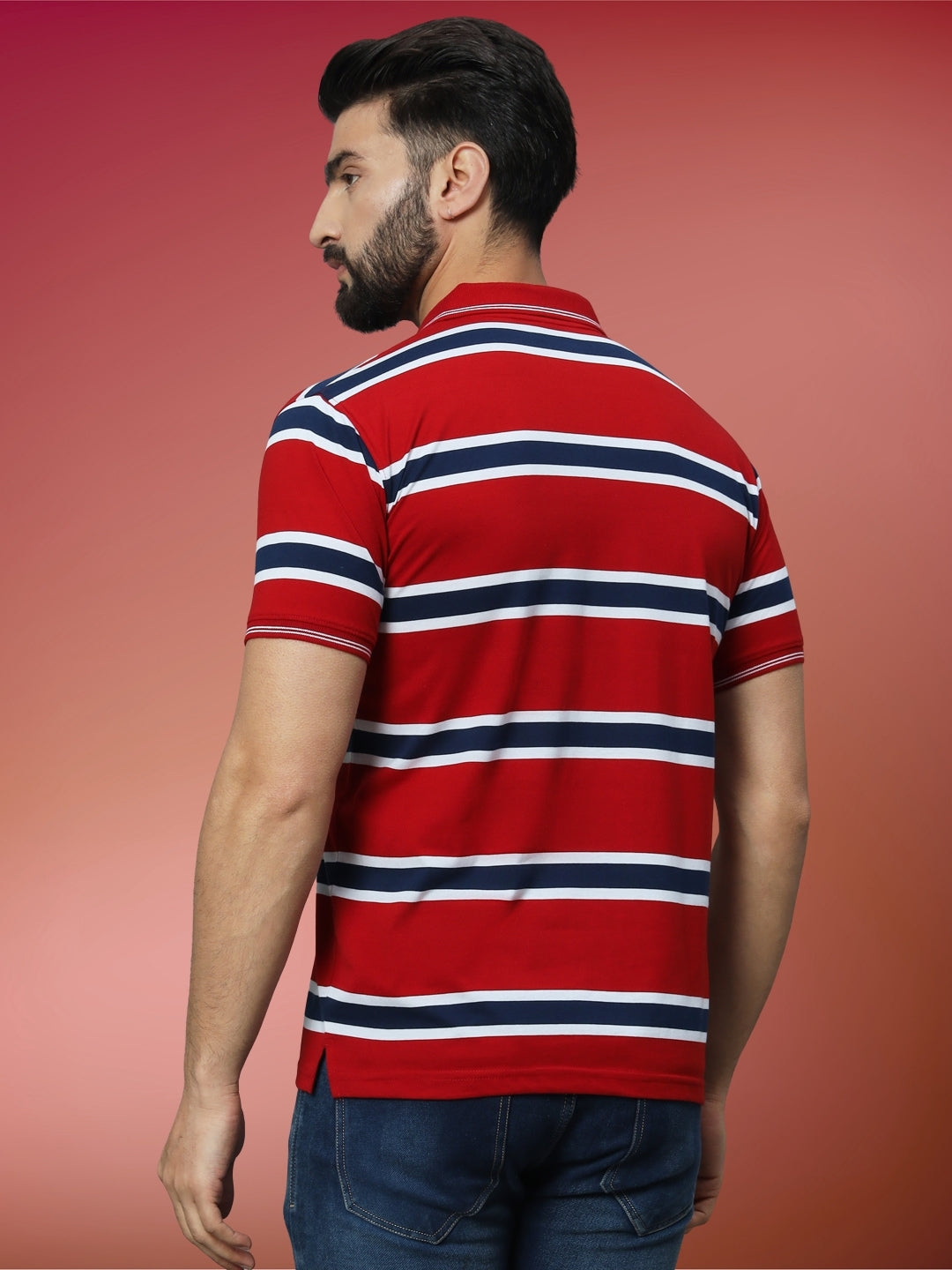 Men Striped Polo