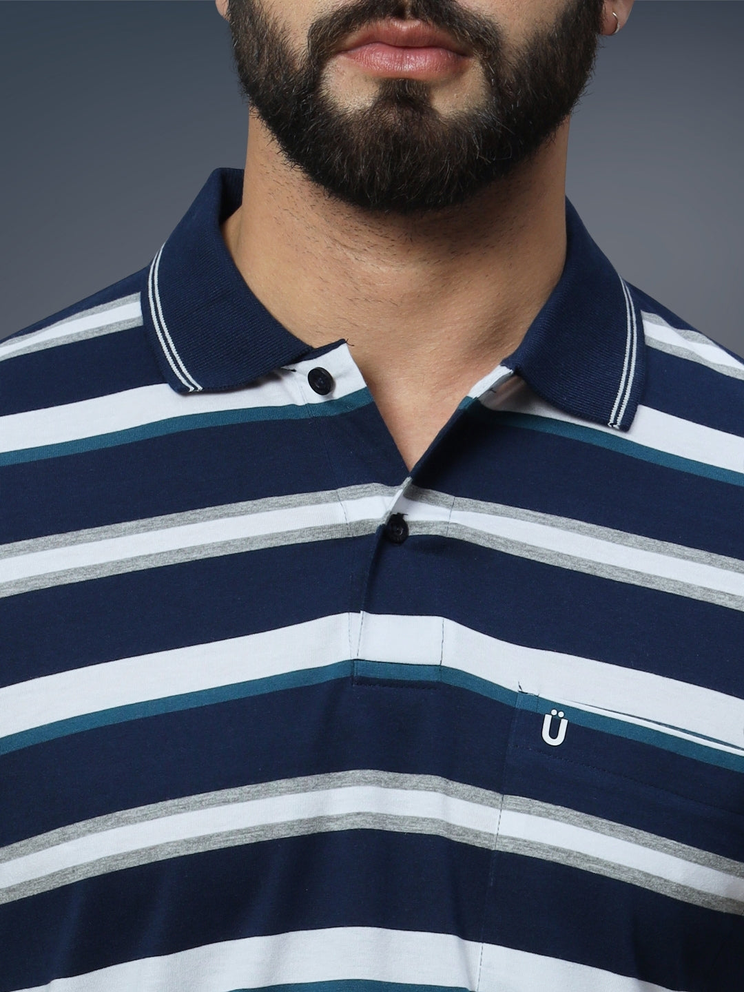 Men Striped Polo