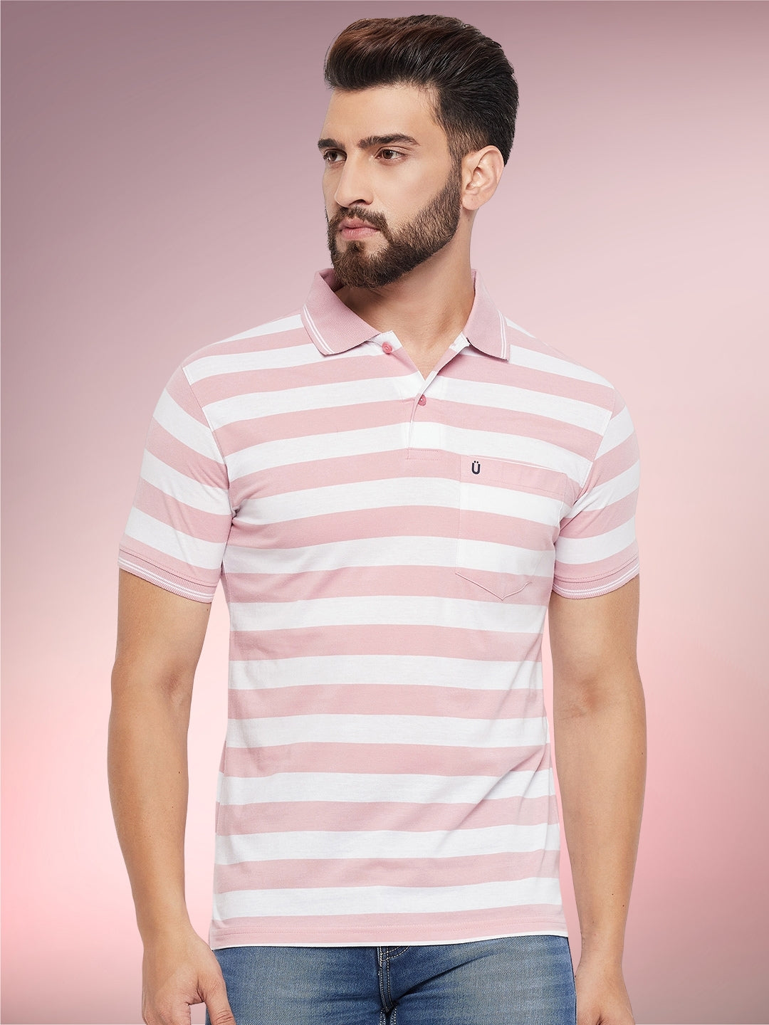 Men Striped Polo
