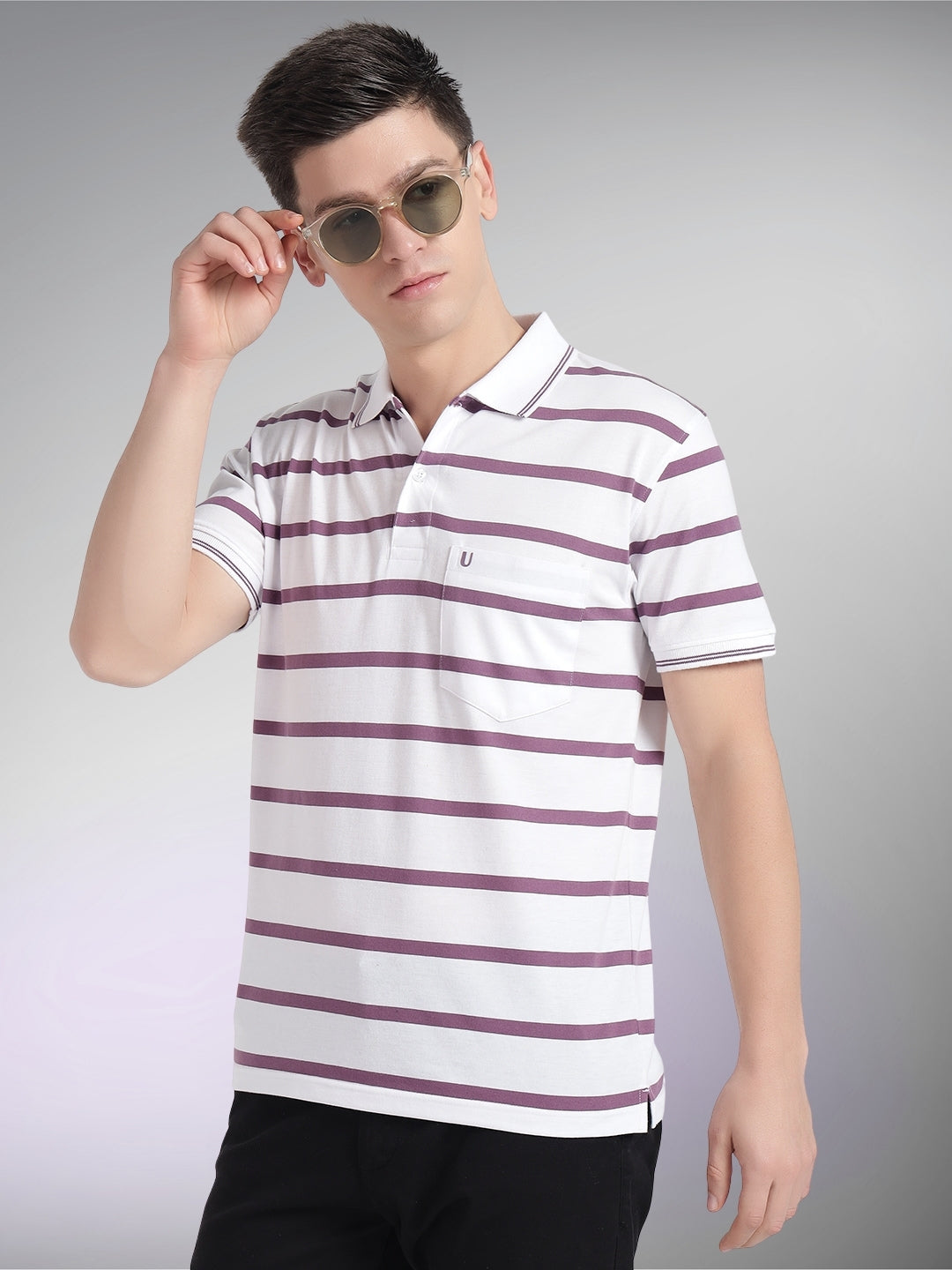Men Striped Polo