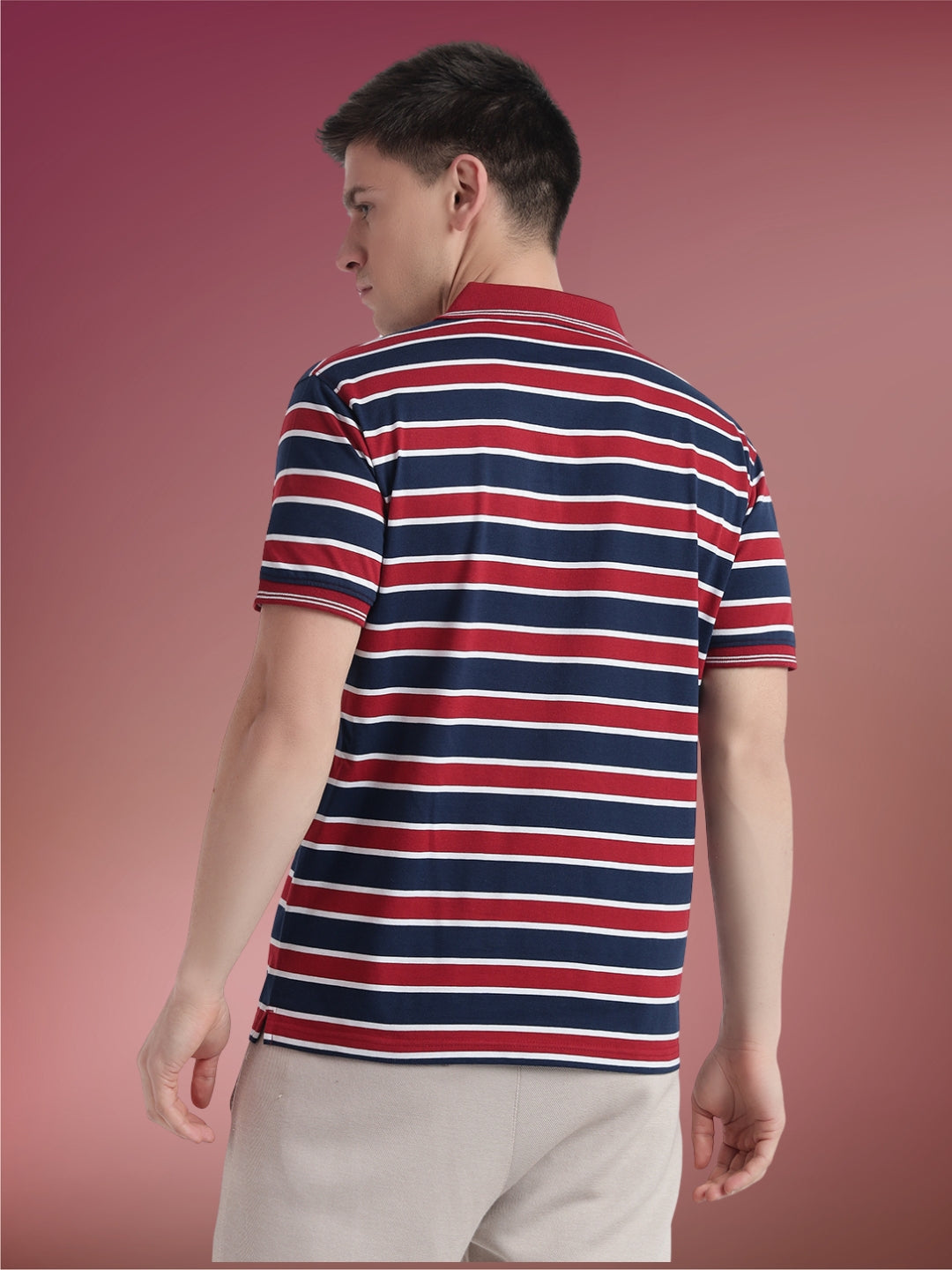 Men Striped Polo