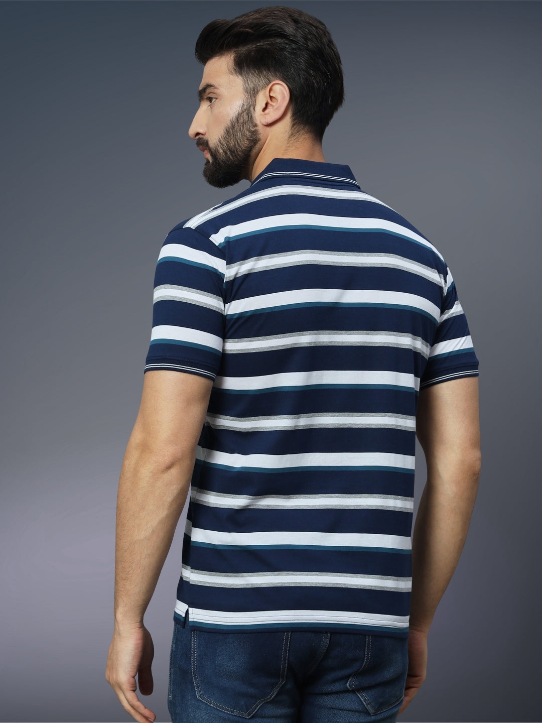 Men Striped Polo