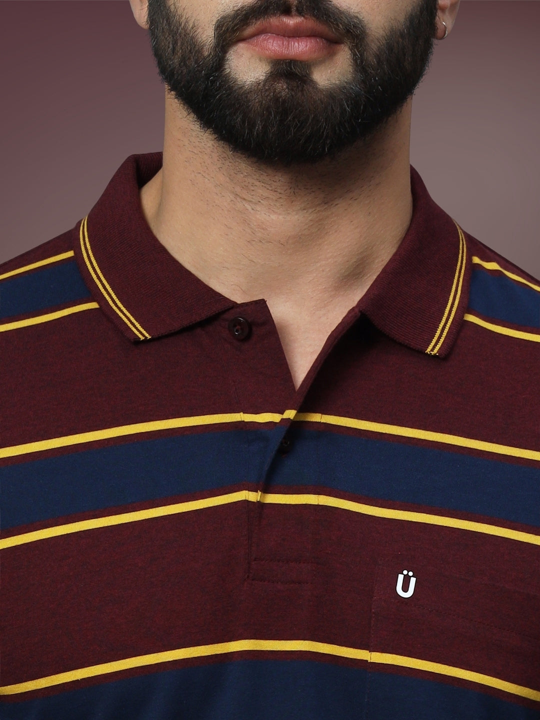 Men Striped Polo