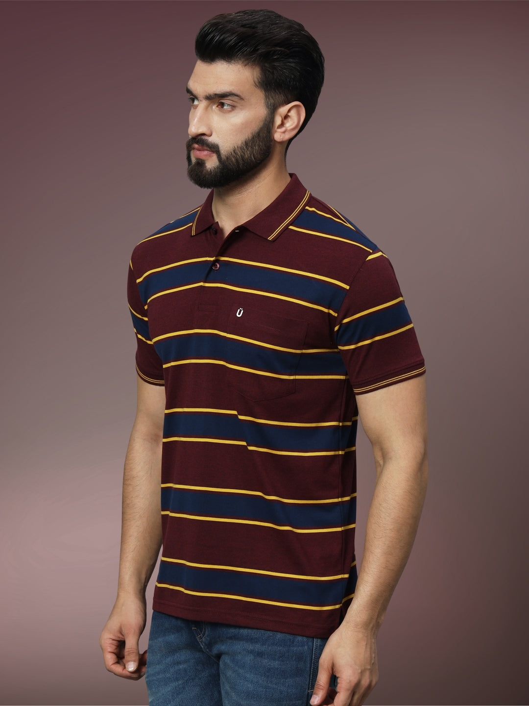 Men Striped Polo