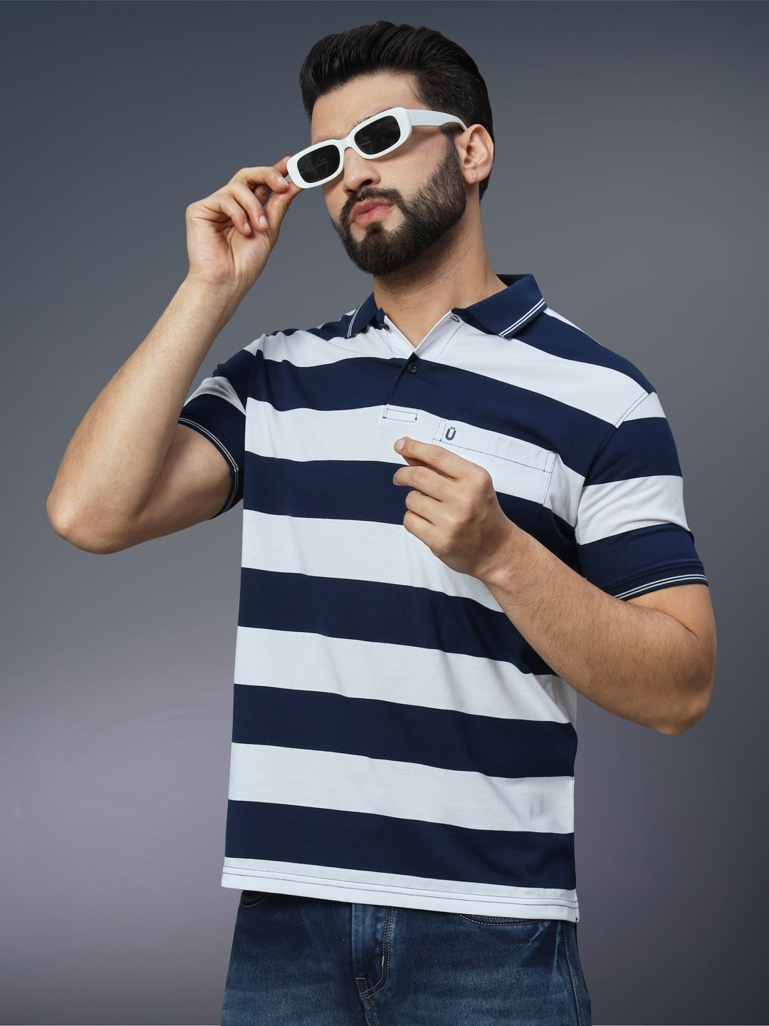 Men Striped Polo