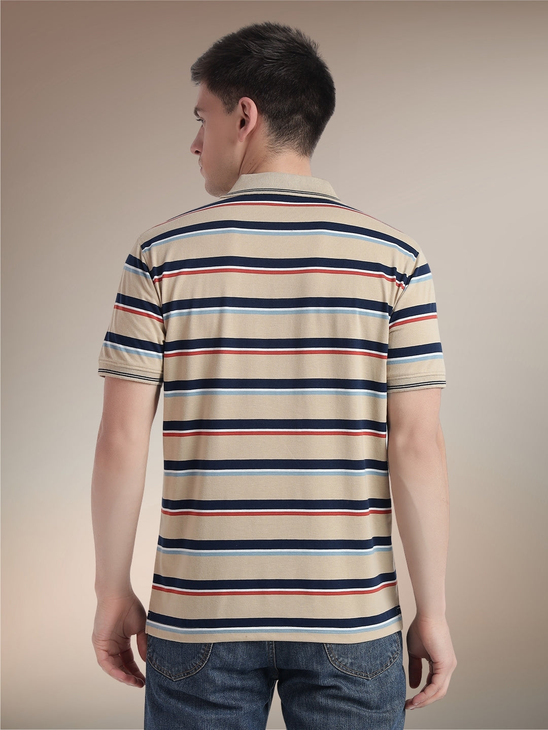 Men Striped Polo