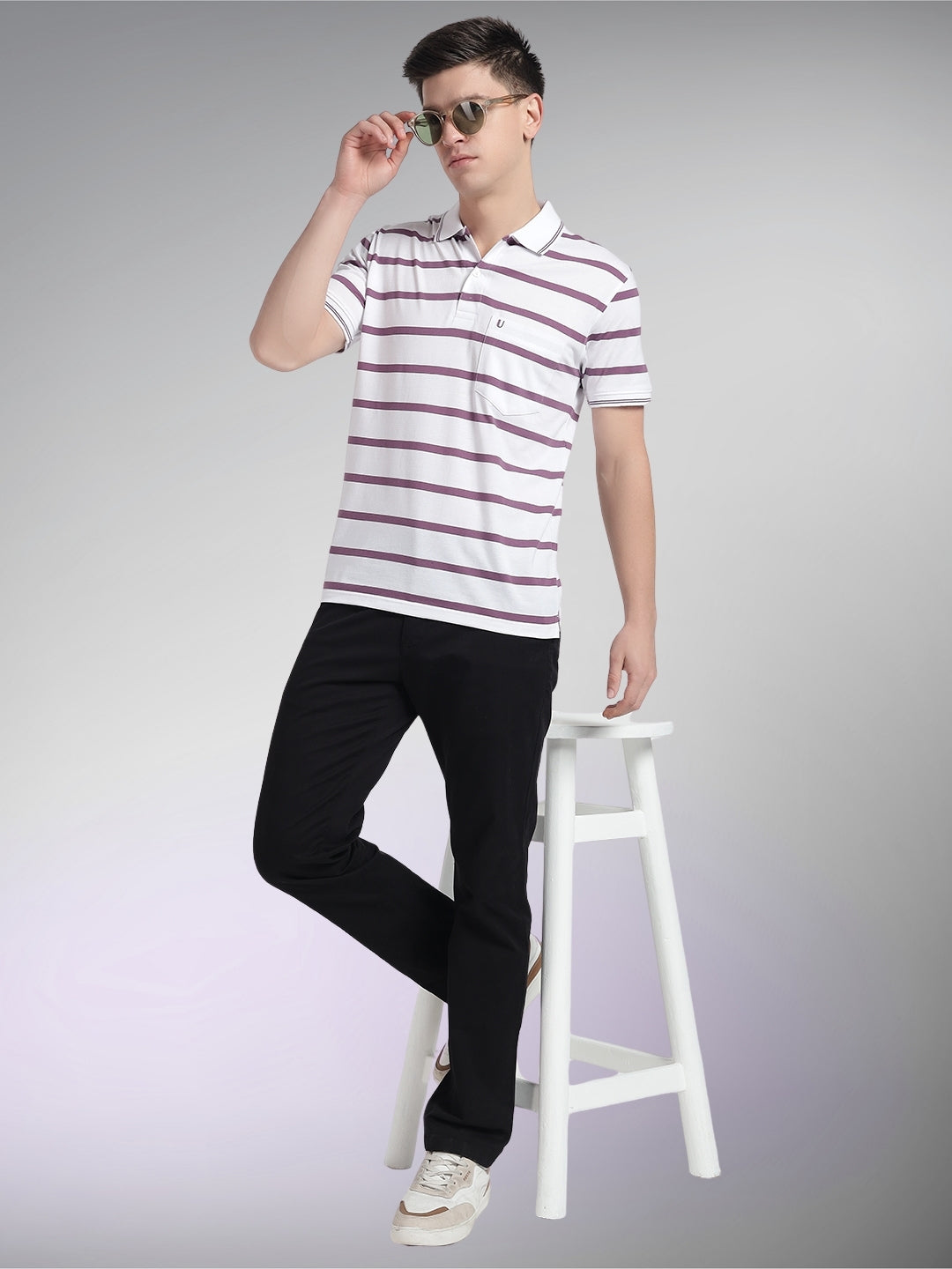 Men Striped Polo