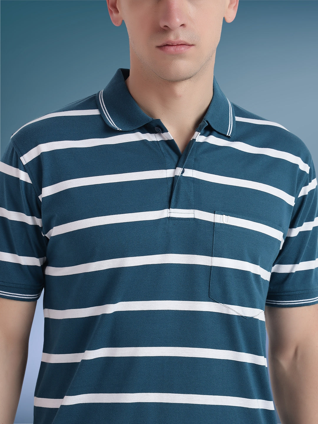 Men Striped Polo