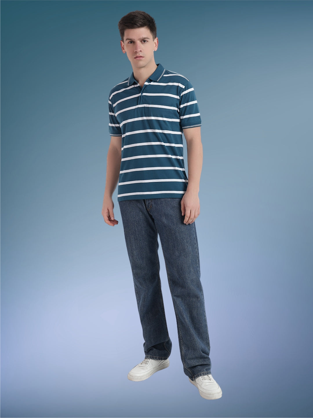 Men Striped Polo