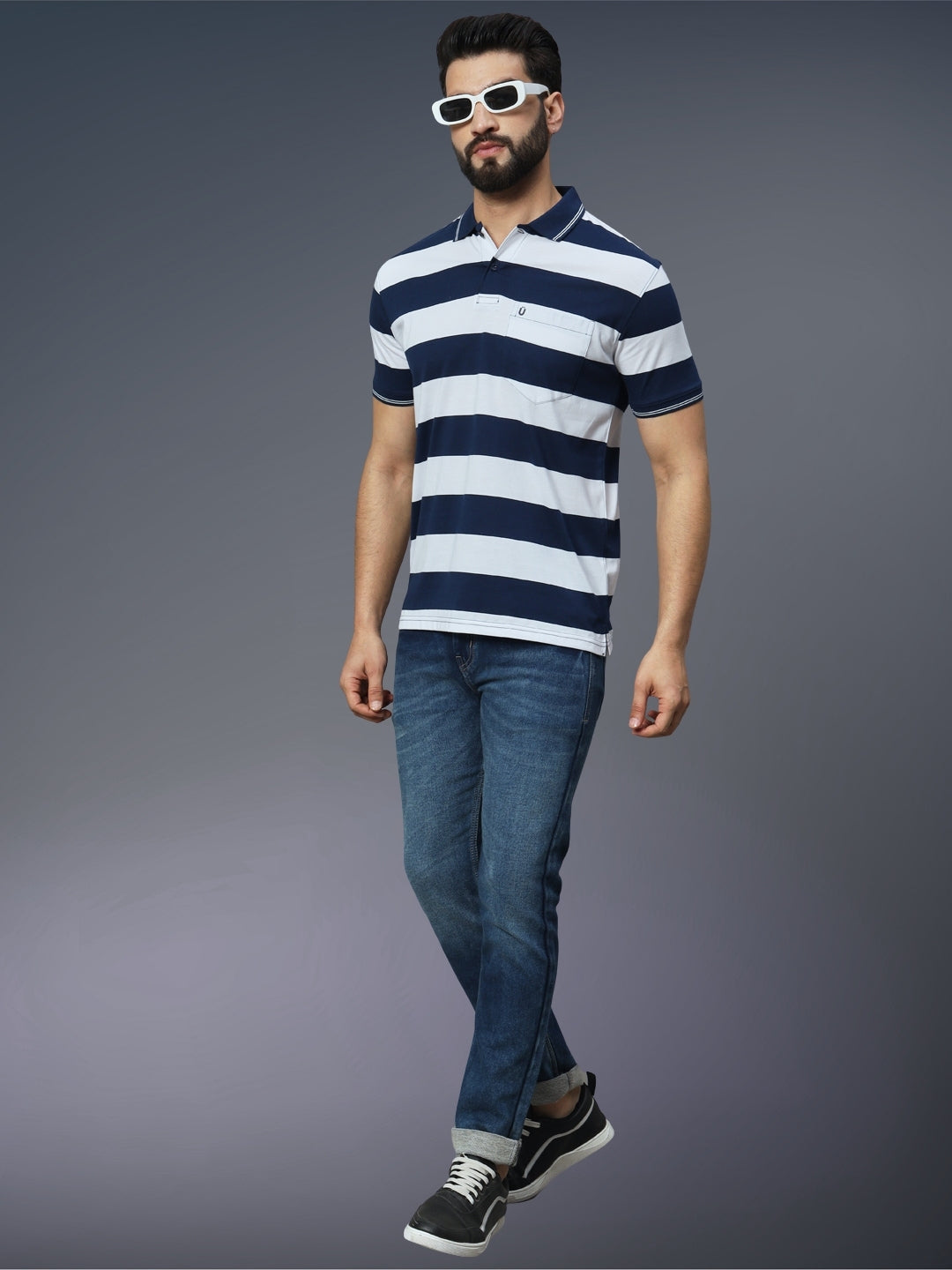 Men Striped Polo