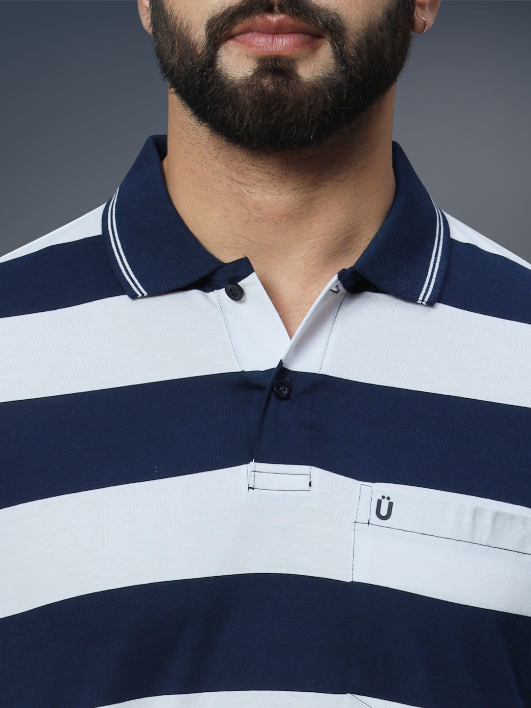 Men Striped Polo