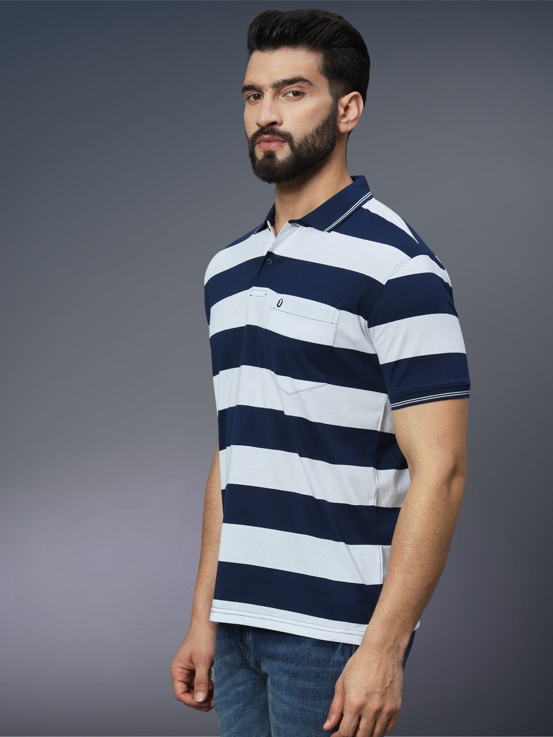 Men Striped Polo
